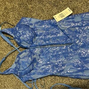 NWT B Darling Periwinkle Sequin Lace Girls' One-Piece Dress